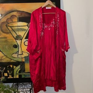 Red Silk Slip and Robe
